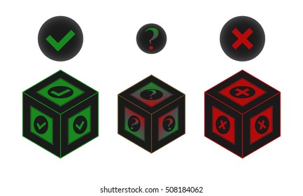 Yes or no or maybe vector sign stylized box form
