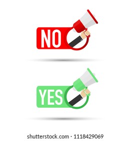 Yes and No Megaphone Labels. Vector stock illustration.