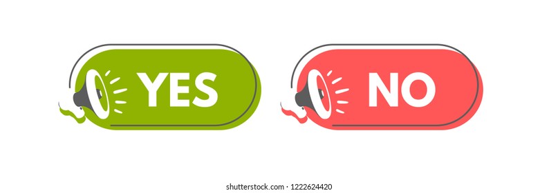 Yes and No megaphone labels. Vector illustration for design or print. 