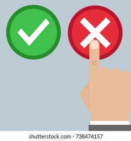 Yes or no men`s hand vector illustration in flat design icon