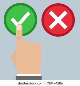Yes or no men`s hand vector illustration in flat design icon