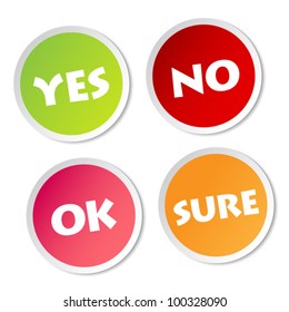 Yes, No, Ok and Sure stickers