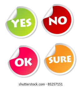 Yes, No, Ok and Sure stickers