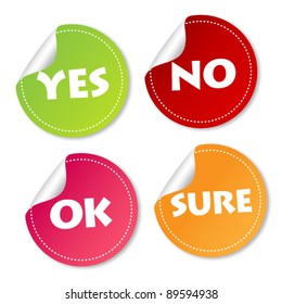 Yes, No, Ok and Sure stickers