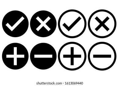 yes no plus minus check mark icon vector