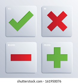 Yes, No, Positive and Negative check marks. Vector.
