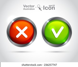 Yes and no round icons. Vector illustration.