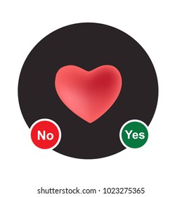 Yes or No Select by Heart, vector illustration. 