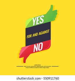 Yes And No Sign Of Product Quality And Choice. Thumbs Up And Down Poster. Vector Illustration.