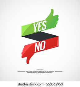 Yes and no sign of product quality and choice. Thumbs Up and Down Poster. Vector illustration.