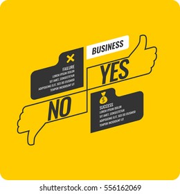 Yes and no sign of product quality and choice. Thumbs Up and Down Poster. Vector illustration.