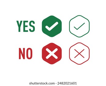 Yes No sign vector illustration. Right and wrong icon