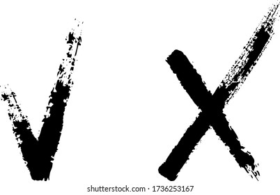 YES and NO signs of acceptance and rejection, vector check marks. check marks of approval. Checkmark and cross signs, design.