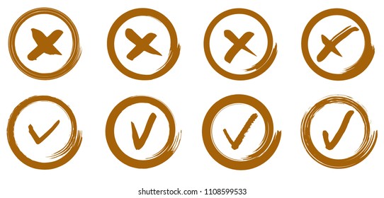 YES and NO signs, hand drawn, dry brush strokes