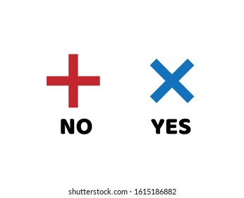 Yes and No with signs on white isolated background