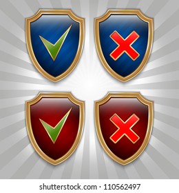 Yes and No signs in shield set