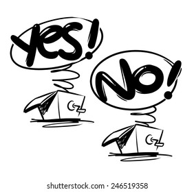 yes or no signs in the surprise box