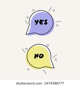 YES and NO in speech bubble banner design vector illustration