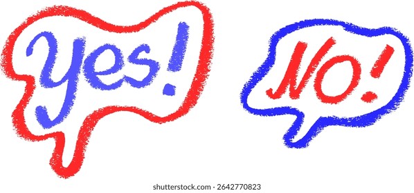 Yes No Speech Bubble Crayon Chalk Drawing Vector