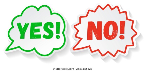 Yes and no speech bubble pop art style