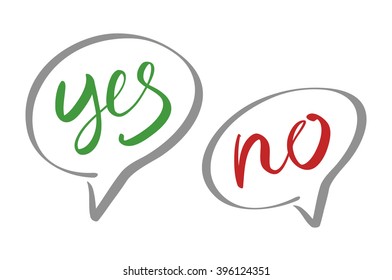 Yes No speech bubbles vector lettering art
