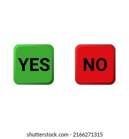 Ilustración de botón Sí y No cuadrado en fondo blanco. conjunto de iconos. ilustración vectorial