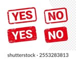 Yes and no stamp. Squares vector red grunge rubber stamp sign. Abstract stamp. Word yes no text