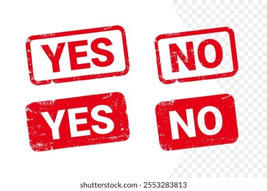 Yes and no stamp. Squares vector red grunge rubber stamp sign. Abstract stamp. Word yes no text