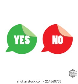 Yes and No sticker, label, sign, tag with green and red color - Vector.