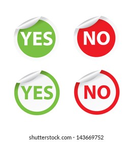 Yes and No stickers and labels. Vector illustration.