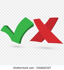 YES and NO symbols. X and a choice - vector illustration