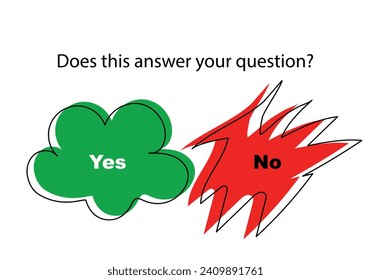 Yes or No icon, Does this answer your question? Funny "Yes, No" elements. Survey on social networks, vector drawn illustration.
