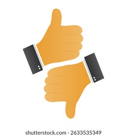 Yes and No Thumb Up and Down Gestures Vector. Like and Dislike Icons. Rating and Feedback Thumb Gesture.