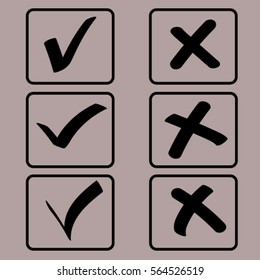Yes No tick, check icon, accept decline vector illustration