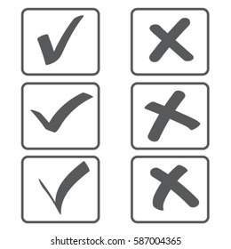 Yes No tick, check icon, accept decline vector illustration