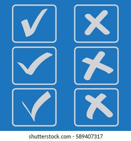 Yes No tick, check icon, accept decline vector illustration