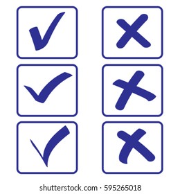 Yes No tick, check icon, accept decline vector illustration