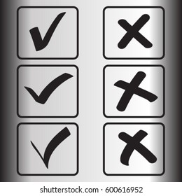 Yes No tick, check icon, accept decline vector illustration