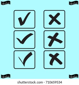 Yes No tick, check icon, accept decline vector illustration