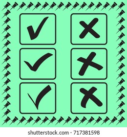 Yes No tick, check icon, accept decline vector illustration