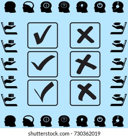 Yes No tick, check icon, accept decline vector illustration