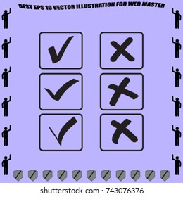 Yes No tick, check icon, accept decline vector illustration