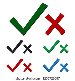 Yes & No Tick Icon Set. Modern Simple Design. Vector Illustration
