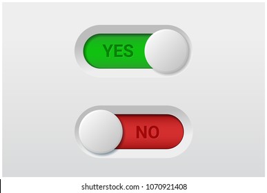 Yes and No toggle switch buttons isolated on white background , vector , illustration 