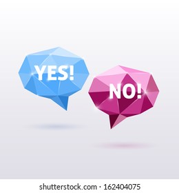 Yes and No triangle vector speech bubbles