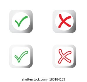 Yes or No, Validation button Icons vector