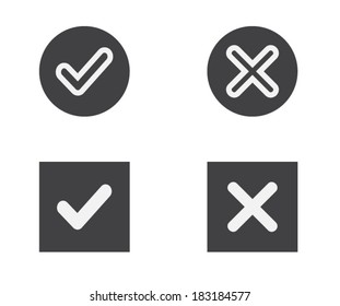 Yes or No, Validation button Icons vector