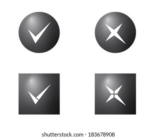 Yes or No, Validation button Icons vector