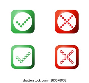 Yes or No, Validation button Icons vector