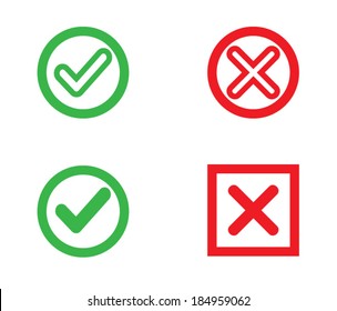 Yes or No, Validation button Icons vector